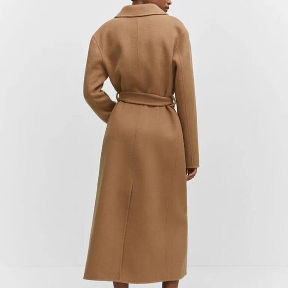 Mango Wool coat with handmade belt Medium Brown Women's Size XS 57006721 - Picture 3 of 12